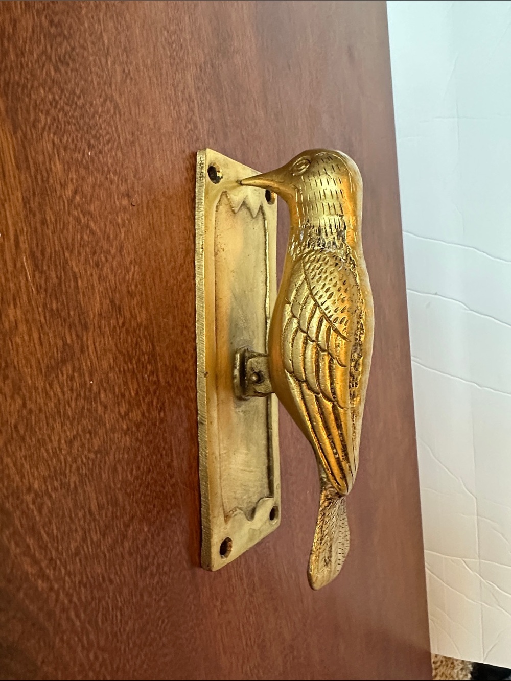 Brass Woodpecker Bird Door Knocker